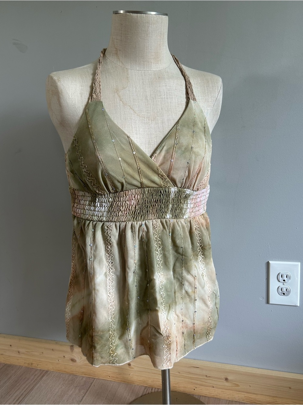 Vintage Y2K Studio Y Sage Green Halter Tank